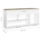 NNEVL Shoe Bench with Cushion High Gloss White 104x30x49 cm Chipboard