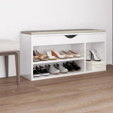 NNEVL Shoe Bench with Cushion High Gloss White 104x30x49 cm Chipboard