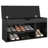 NNEVL Shoe Bench with Cushion High Gloss Black 104x30x49 cm Chipboard