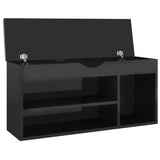 NNEVL Shoe Bench with Cushion High Gloss Black 104x30x49 cm Chipboard