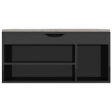 NNEVL Shoe Bench with Cushion High Gloss Black 104x30x49 cm Chipboard