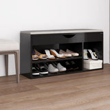 NNEVL Shoe Bench with Cushion High Gloss Black 104x30x49 cm Chipboard
