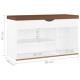 NNEVL Shoe Bench with Cushion White 80x30x47 cm Chipboard