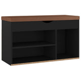 NNEVL Shoe Bench with Cushion Black 80x30x47 cm Chipboard