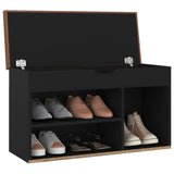 NNEVL Shoe Bench with Cushion Black 80x30x47 cm Chipboard