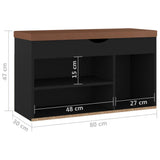 NNEVL Shoe Bench with Cushion Black 80x30x47 cm Chipboard