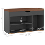 NNEVL Shoe Bench with Cushion Grey 80x30x47 cm Chipboard