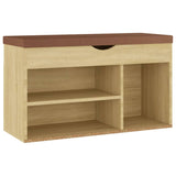 NNEVL Shoe Bench with Cushion Sonoma Oak 80x30x47 cm Chipboard