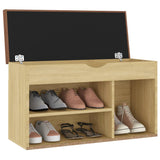 NNEVL Shoe Bench with Cushion Sonoma Oak 80x30x47 cm Chipboard
