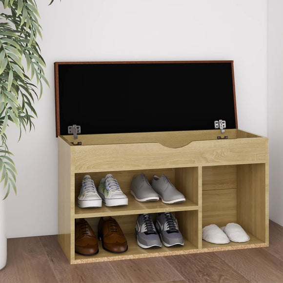 NNEVL Shoe Bench with Cushion Sonoma Oak 80x30x47 cm Chipboard