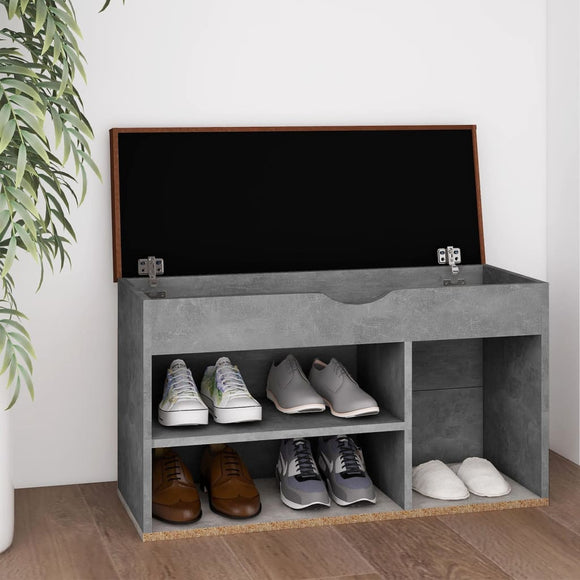 NNEVL Shoe Bench with Cushion Concrete Grey 80x30x47 cm Chipboard