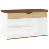 NNEVL Shoe Bench with Cushion White and Sonoma Oak 80x30x47 cm Chipboard