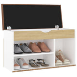 NNEVL Shoe Bench with Cushion White and Sonoma Oak 80x30x47 cm Chipboard