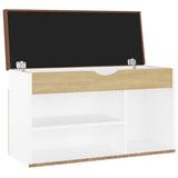 NNEVL Shoe Bench with Cushion White and Sonoma Oak 80x30x47 cm Chipboard