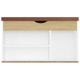NNEVL Shoe Bench with Cushion White and Sonoma Oak 80x30x47 cm Chipboard
