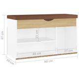 NNEVL Shoe Bench with Cushion White and Sonoma Oak 80x30x47 cm Chipboard