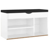 NNEVL Shoe Bench with Cushion High Gloss White 80x30x47 cm Chipboard