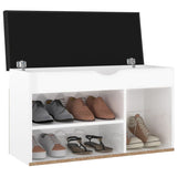 NNEVL Shoe Bench with Cushion High Gloss White 80x30x47 cm Chipboard