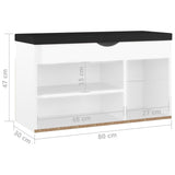 NNEVL Shoe Bench with Cushion High Gloss White 80x30x47 cm Chipboard