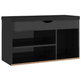 NNEVL Shoe Bench with Cushion High Gloss Black 80x30x47 cm Chipboard