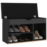 NNEVL Shoe Bench with Cushion High Gloss Black 80x30x47 cm Chipboard