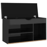 NNEVL Shoe Bench with Cushion High Gloss Black 80x30x47 cm Chipboard