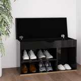 NNEVL Shoe Bench with Cushion High Gloss Black 80x30x47 cm Chipboard