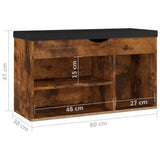 NNEVL Shoe Bench with Cushion Smoked Oak 80x30x47 cm Chipboard