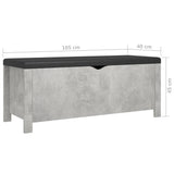NNEVL Storage Box with Cushion Concrete Grey 105x40x45 cm Chipboard