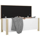 NNEVL Storage Box with Cushion White and Sonoma Oak 105x40x45 cm Chipboard