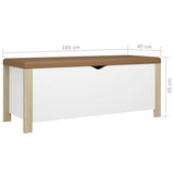NNEVL Storage Box with Cushion White and Sonoma Oak 105x40x45 cm Chipboard