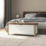 NNEVL Storage Box with Cushion White and Sonoma Oak 105x40x45 cm Chipboard
