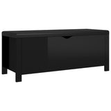 NNEVL Storage Box with Cushion High Gloss Black 105x40x45 cm Chipboard
