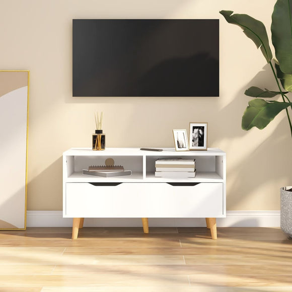 NNEVL TV Cabinet White 90x40x48.5 cm Chipboard