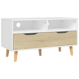 NNEVL TV Cabinet White and Sonoma Oak 90x40x48.5 cm Chipboard