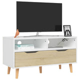 NNEVL TV Cabinet White and Sonoma Oak 90x40x48.5 cm Chipboard