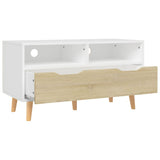NNEVL TV Cabinet White and Sonoma Oak 90x40x48.5 cm Chipboard