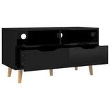 NNEVL TV Cabinet High Gloss Black 90x40x48.5 cm Chipboard