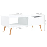 NNEVL Coffee Table White 100x49.5x43 cm Chipboard
