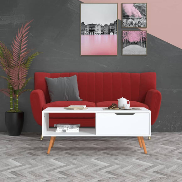 NNEVL Coffee Table White 100x49.5x43 cm Chipboard