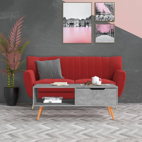 NNEVL Coffee Table Concrete Grey 100x49.5x43 cm Chipboard