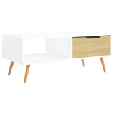 NNEVL Coffee Table White and Sonoma Oak 100x49.5x43 cm Chipboard