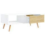 NNEVL Coffee Table White and Sonoma Oak 100x49.5x43 cm Chipboard