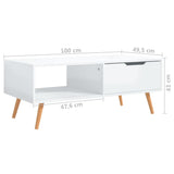 NNEVL Coffee Table High Gloss White 100x49.5x43 cm Chipboard
