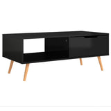NNEVL Coffee Table High Gloss Black 100x49.5x43 cm Chipboard