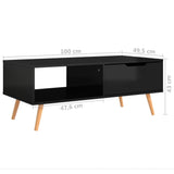 NNEVL Coffee Table High Gloss Black 100x49.5x43 cm Chipboard