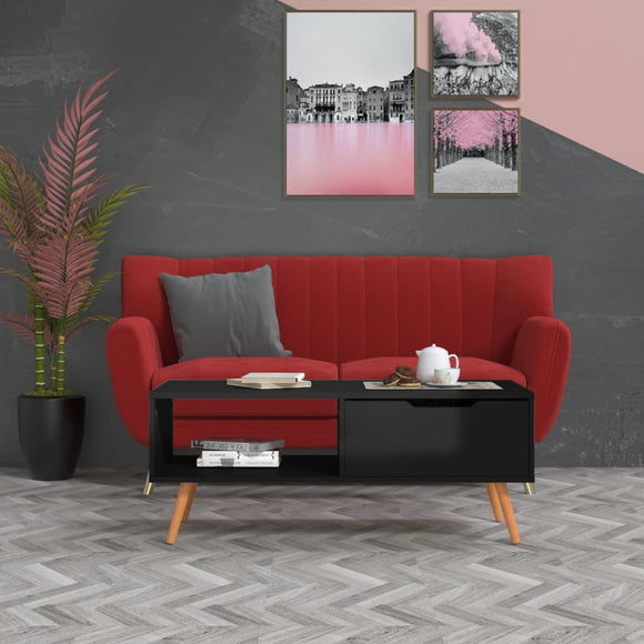 NNEVL Coffee Table High Gloss Black 100x49.5x43 cm Chipboard