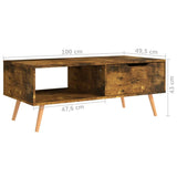 NNEVL Coffee Table Smoked Oak 100x49.5x43 cm Chipboard