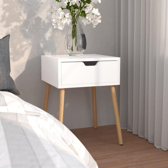 NNEVL Bedside Cabinet White 40x40x56 cm Chipboard