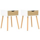 NNEVL Bedside Cabinets 2 pcs White & Sonoma Oak 40x40x56 cm Chipboard